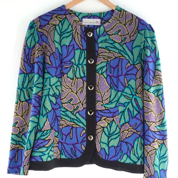 Pablo Collection Floral Cardigan Sweater  Size 16 Petite Grannycore Fall Floral - Picture 1 of 6